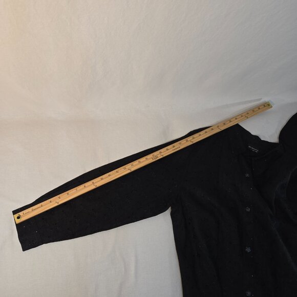 Vintage 20 SOUTH Old Money Boho BLACK Linen Eyelet Tunic Mini Dress Size 1X. - Picture 14 of 16